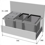 Waste sorting system M8 (800 mm drawer), Waste containers