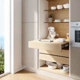 Oplà 900– Pull-out worktop flush with shelf, Extendable tables